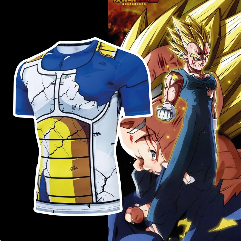 Dragon Ball Saiyan Armor - Kaos 3D Print Bernapas Model Ketat