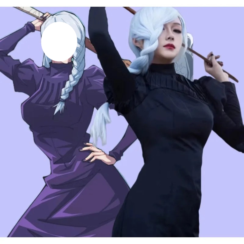 Anime Cosplay Black Girl - Kostum Cosplay Anime Meimei Jujitsu Gaun